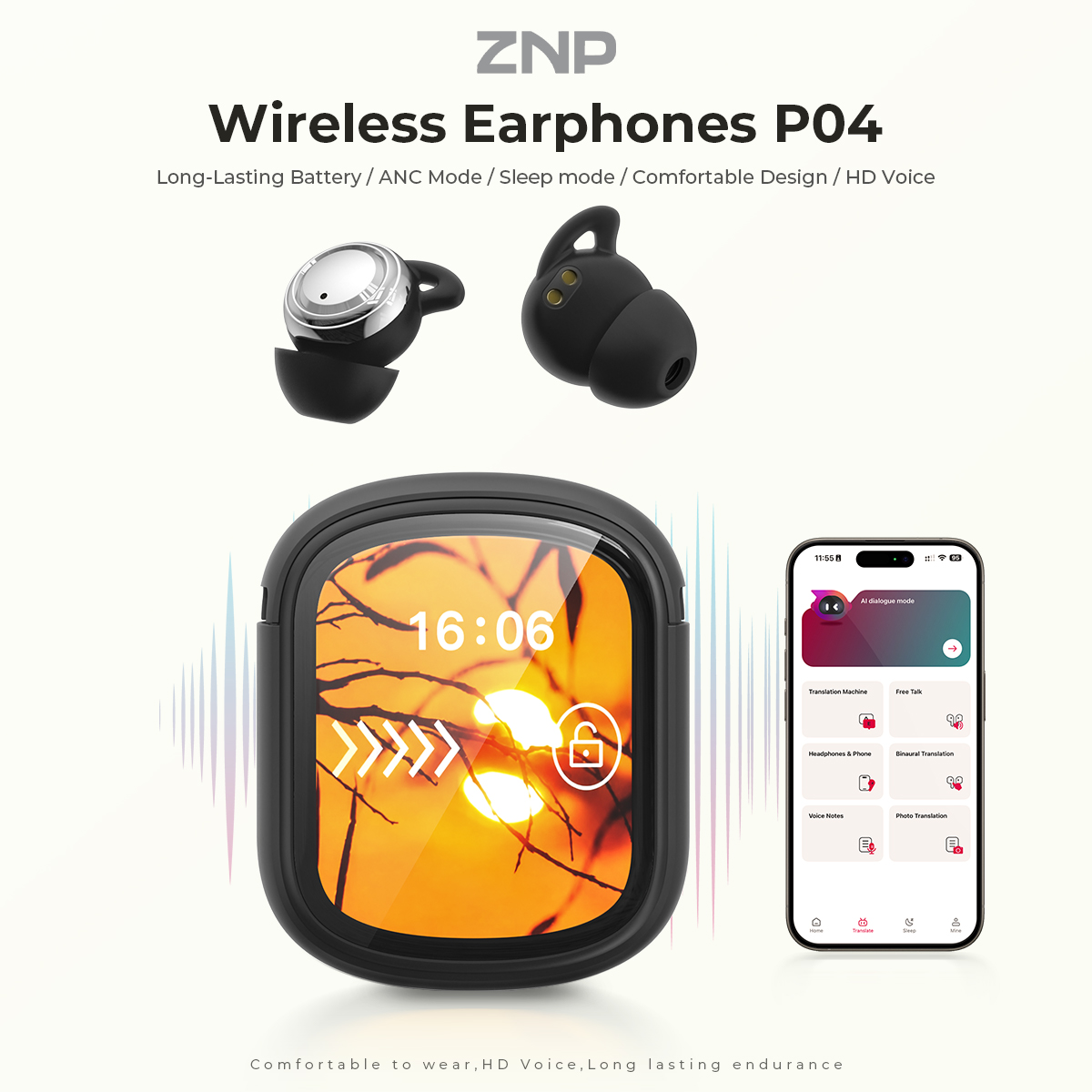 ZNP P04 睡眠補助イヤホン アクティブノイズキャンセリ - Earbuds Charging Case のレビューと価格
